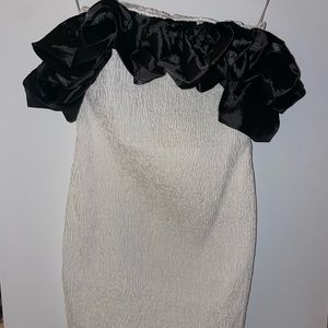 Black and White Ruffle Mini Dress